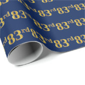 Blue, Faux Gold 83rd (83ste) event Cadeaupapier (Rol Hoek)