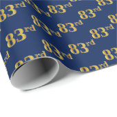 Blue, Faux Gold 83rd (83ste) event Cadeaupapier (Rol Hoek)