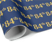 Blue, Faux Gold 84th (84ste) event Cadeaupapier (Rol Hoek)
