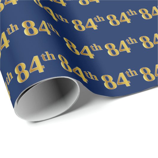 Blue, Faux Gold 84th (84ste) event Cadeaupapier (Rol Hoek)