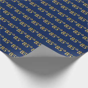 Blue, Faux Gold 85th (85th) Event Cadeaupapier