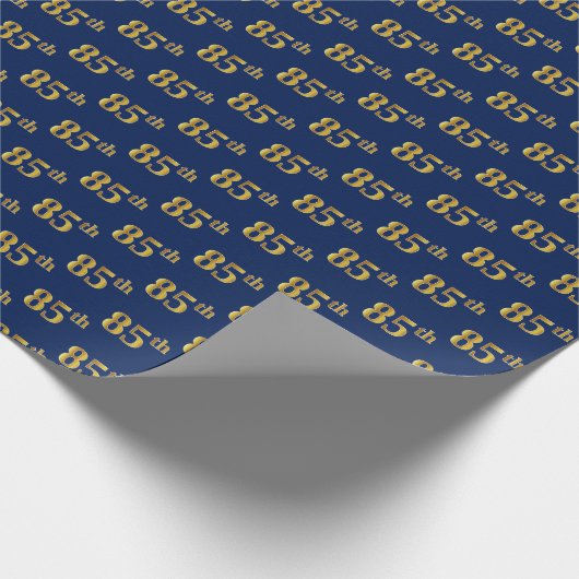 Blue, Faux Gold 85th (85th) Event Cadeaupapier (Hoek)