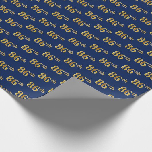 Blue, Faux Gold 86th (86th) Event Cadeaupapier (Hoek)