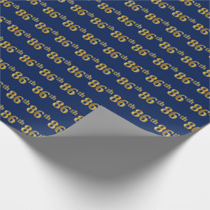 Blue, Faux Gold 86th (86th) Event Cadeaupapier