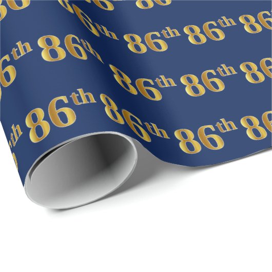 Blue, Faux Gold 86th (86th) Event Cadeaupapier (Rol Hoek)