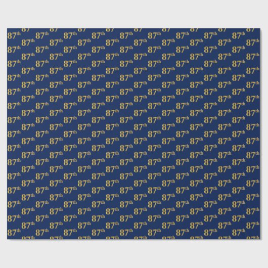 Blue, Faux Gold 87th (87th) Event Cadeaupapier (Vlak)