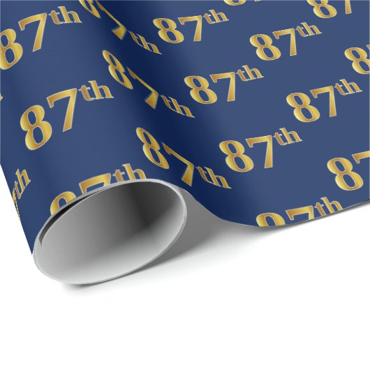 Blue, Faux Gold 87th (87th) Event Cadeaupapier (Rol Hoek)