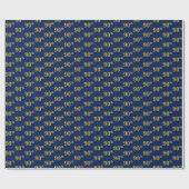 Blue, Faux Gold 90th (Ninetieth) Event Cadeaupapier (Vlak)