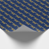 Blue, Faux Gold 90th (Ninetieth) Event Cadeaupapier (Hoek)