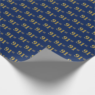 Blue, Faux Gold 91st (negenennegentig) event Cadeaupapier