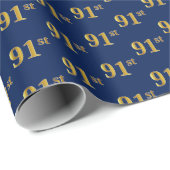 Blue, Faux Gold 91st (negenennegentig) event Cadeaupapier (Rol Hoek)