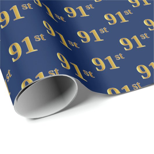 Blue, Faux Gold 91st (negenennegentig) event Cadeaupapier (Rol Hoek)