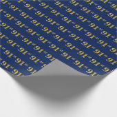 Blue, Faux Gold 91st (negenennegentig) event Cadeaupapier (Hoek)