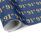 Blue, Faux Gold 91st (negenennegentig) event Cadeaupapier (Rol Hoek)