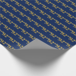 Blue, Faux Gold 92nd (negenennegentig) Event Cadeaupapier