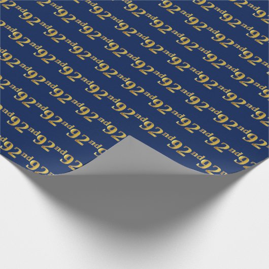 Blue, Faux Gold 92nd (negenennegentig) Event Cadeaupapier (Hoek)