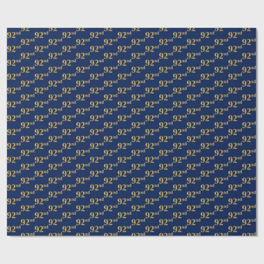 Blue, Faux Gold 92nd (negenennegentig) Event Cadeaupapier (Vlak)