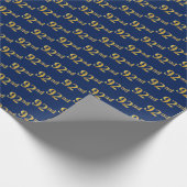 Blue, Faux Gold 92nd (negenennegentig) Event Cadeaupapier (Hoek)