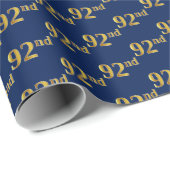 Blue, Faux Gold 92nd (negenennegentig) Event Cadeaupapier (Rol Hoek)