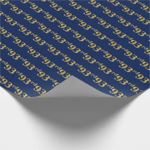 Blue, Faux Gold 93rd (negenenennegentig) event Cadeaupapier