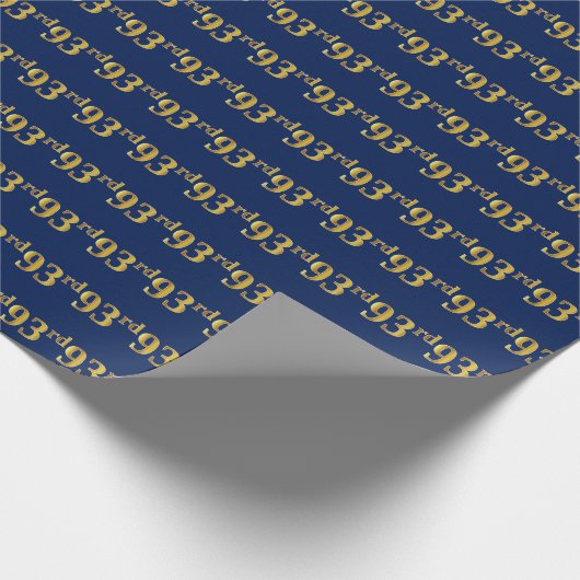 Blue, Faux Gold 93rd (negenenennegentig) event Cadeaupapier (Hoek)