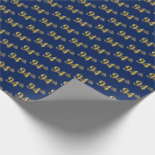 Blue, Faux Gold 94th (negenenenveertig) event Cadeaupapier