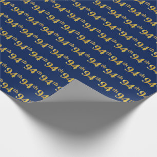 Blue, Faux Gold 94th (negenenenveertig) event Cadeaupapier
