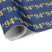 Blue, Faux Gold 94th (negenenenveertig) event Cadeaupapier (Rol Hoek)