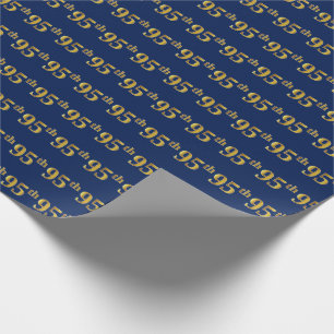 Blue, Faux Gold 95th (negenenvijftig) event Cadeaupapier