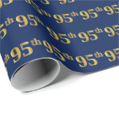 Blue, Faux Gold 95th (negenenvijftig) event Cadeaupapier (Rol Hoek)