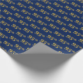 Blue, Faux Gold 95th (negenenvijftig) event Cadeaupapier (Hoek)