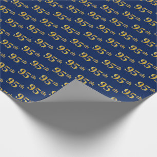 Blue, Faux Gold 95th (negenenvijftig) event Cadeaupapier