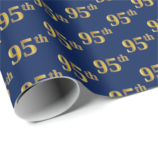 Blue, Faux Gold 95th (negenenvijftig) event Cadeaupapier (Rol Hoek)