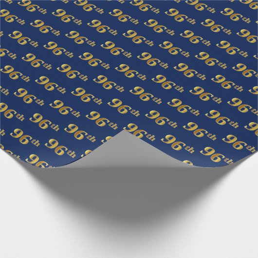 Blue, Faux Gold 96th (96th) Event Cadeaupapier (Hoek)