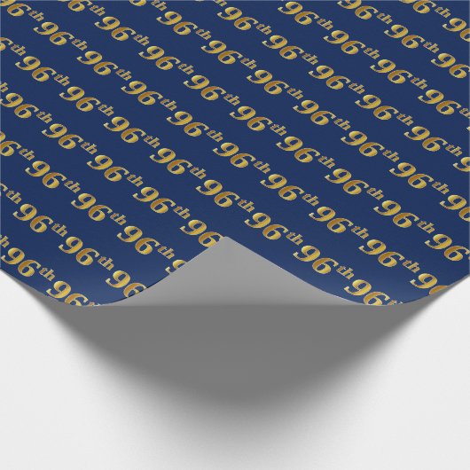 Blue, Faux Gold 96th (96th) Event Cadeaupapier (Hoek)