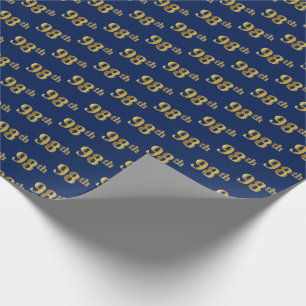 Blue, Faux Gold 98th (negenenennegentig) Event Cadeaupapier