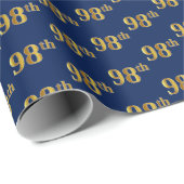 Blue, Faux Gold 98th (negenenennegentig) Event Cadeaupapier (Rol Hoek)