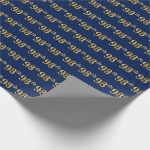 Blue, Faux Gold 98th (negenenennegentig) Event Cadeaupapier