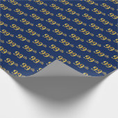 Blue, Faux Gold 99th (negenennegentig) Event Cadeaupapier (Hoek)