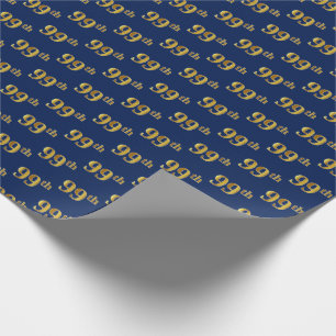 Blue, Faux Gold 99th (negenennegentig) Event Cadeaupapier