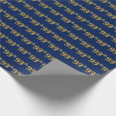 Blue, Faux Gold 99th (negenennegentig) Event Cadeaupapier (Hoek)