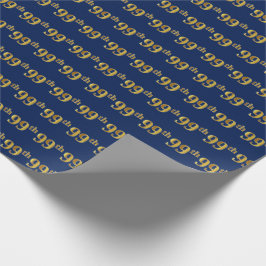 Blue, Faux Gold 99th (negenennegentig) Event Cadeaupapier