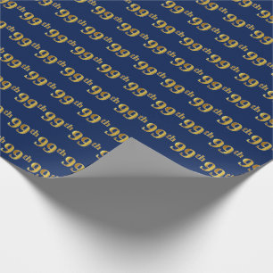 Blue, Faux Gold 99th (negenennegentig) Event Cadeaupapier