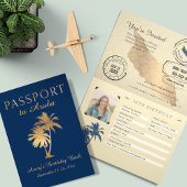 Blue Faux Gold Foil Aruba Passport Birthday