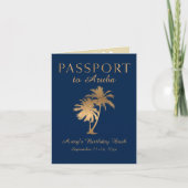 Blue Faux Gold Foil Aruba Passport Birthday (Voorkant)