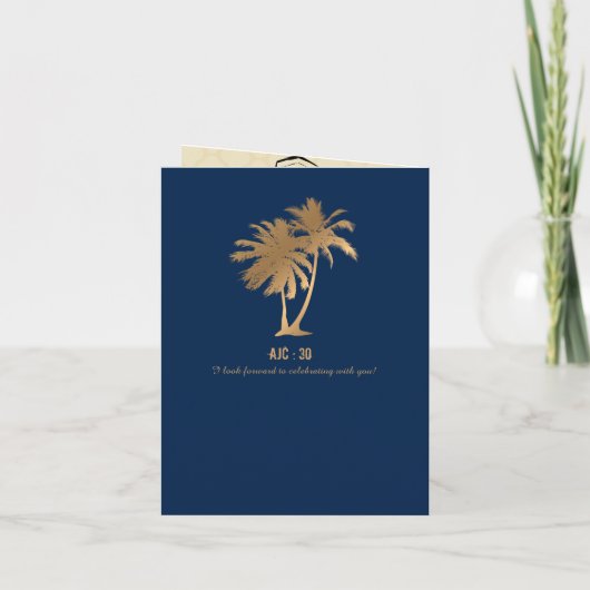 Blue Faux Gold Foil Aruba Passport Birthday (Achterkant)