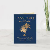 Blue Faux Gold Foil Aruba Passport Weddenschap (Voorkant)
