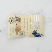 Blue Faux Gold Foil Jamaica Wedding Passport invit (Binnen)