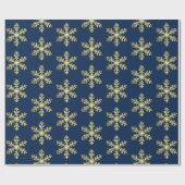 Blue Faux Gold Foil Snowflake Winter Wonderland Cadeaupapier (Vlak)
