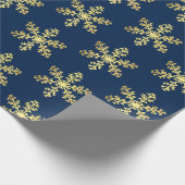 Blue Faux Gold Foil Snowflake Winter Wonderland Cadeaupapier (Hoek)